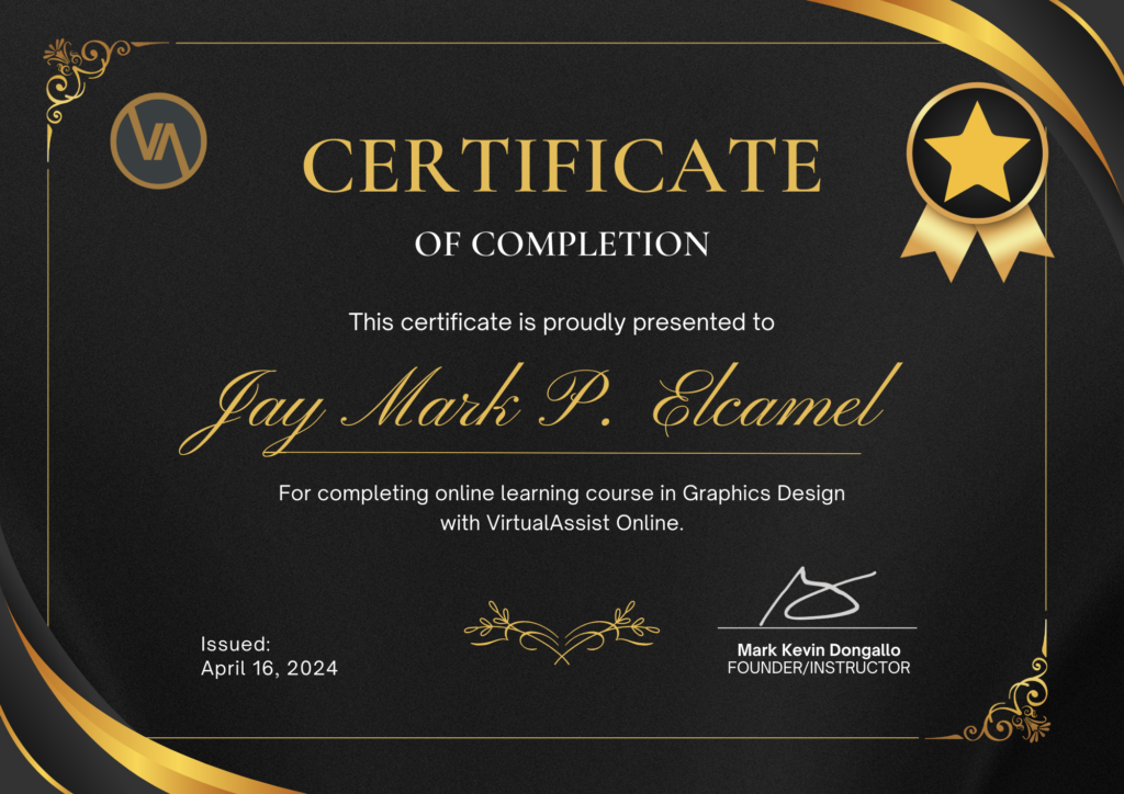 Certificate of Completion - Graphics Design